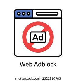 Web Ad block Filled Outline Icon Design illustration. Online Steaming Symbol on White background EPS 10 File