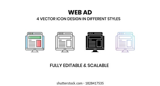 Iconos de ilustraciones de Web Ad Vector en un estilo diferente
