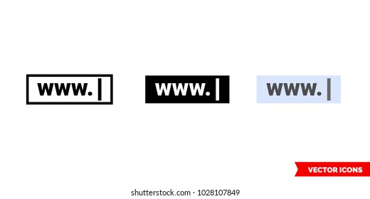 Web address icon of 3 types: color, black and white, outline. Isolated vector sign symbol.