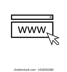 Web address icon. Logotype design element with site address.