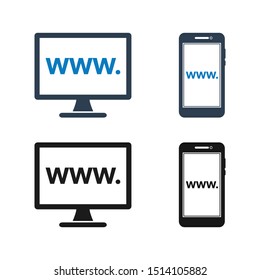 Web Address Icon Set. Flat style vector EPS.