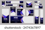 Web advertising banner template design. Modern web layout set with standard size. vector