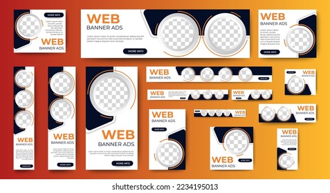 Web advertising banner template design. Modern web layout set with standard size. vector	