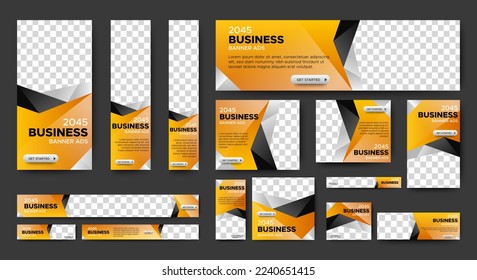 Web advertising banner template design. Modern web layout set with standard size. vector