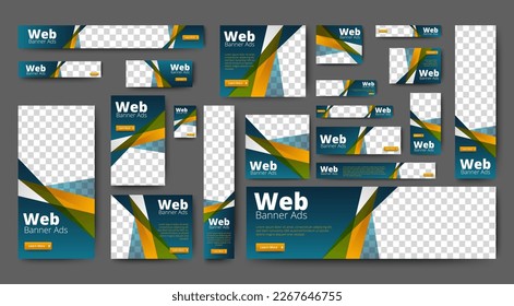 Web advertising banner template design. Modern web layout set with standard size. vector