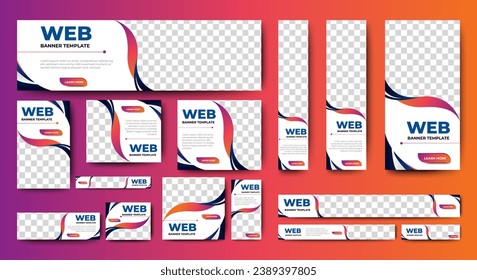 Diseño de plantillas de banner de publicidad web. Diseño web moderno con un tamaño estándar. vector