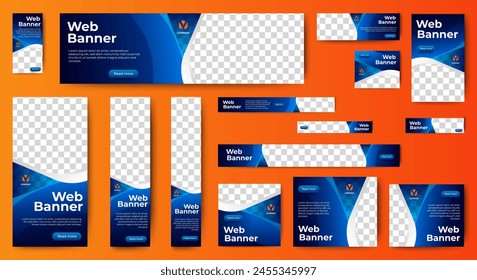 Web advertising banner template design. Modern web layout set with standard size. vector