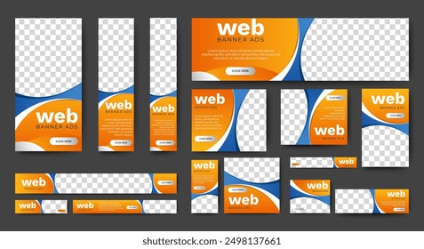 Web advertising banner template design. Modern web layout set with standard size. vector