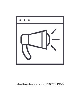 Web advertising black icon concept. Web advertising flat  vector symbol, sign, illustration.