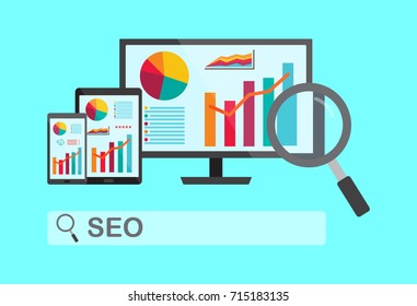 Web analisis. Search Engine Optimization flat illustration