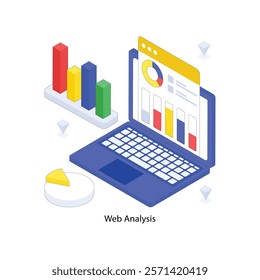 Web Analysis isometric Colored illustration. EPS File stock illustration