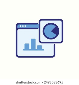 web analysisicon, isolated blue icon theme seo