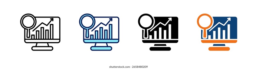 Web Analytics Alles in einem Symbol Multi Styles Vektorsatz