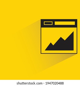 web analytics graph with shadow on yellow background