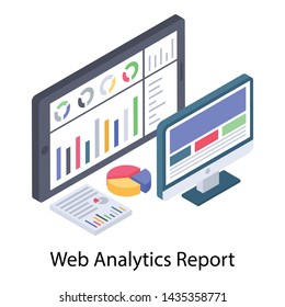 
Web analytics icon isometric design 
