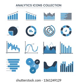 Web Analytics Icons Collection, Gray and Blue