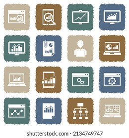 Iconos de Web Analytics. Diseño plano de color ondulado. Ilustración vectorial.