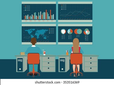 Web analytics, information and development, business statistic, conceptual vector illustration.