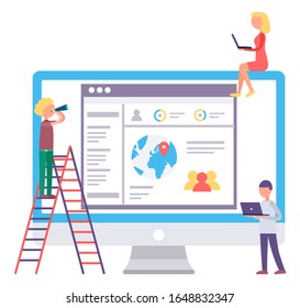 Web analytics information and development website statistic. Web CMS analysis measure, product testing technology, big data analytics. Dashboard site seo optimization. Digital marketing reports, flat