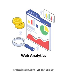 Web Analytics isometric Colored illustration. EPS File stock illustration