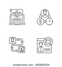 Web analytics linear icons set. Creating anchor link for another sites. Customers journey map planning. Customizable thin line contour symbols. Isolated vector outline illustrations. Editable stroke