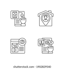 Web analytics linear icons set. Recording all views numbers of specific pages. Gathering important data. Customizable thin line contour symbols. Isolated vector outline illustrations. Editable stroke