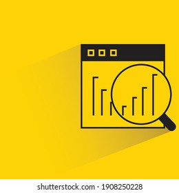web analytics and magnifier glass drop shadow on yellow background