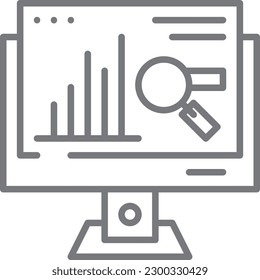 Icono de Marketing de Web Analytics con estilo de contorno negro. gráfico, datos, análisis, búsqueda, seo, informe, optimización. Ilustración del vector