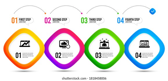 Web analytics, Sales diagram and Best manager icons simple set. Timeline infographic. Recovery cloud sign. Statistics, Sale growth chart, Best developer. Backup info. Education set. Vector