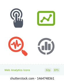 Web Analytics - Sticker Icons. A set of 4 professional, pixel-perfect icons.