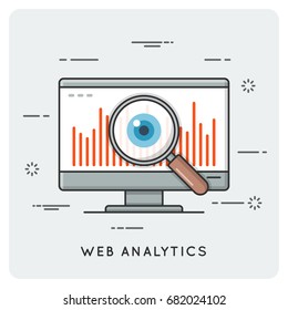 Web analytics. Thin line concept. Vector illustration.