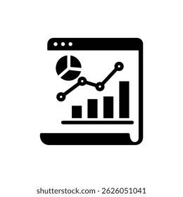 Ícone da ferramenta Web analytics com estatísticas e gráficos para análise de desempenho