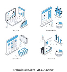 Web Analytics vector Isometric Illustration. Eps 10 File  Set 14
