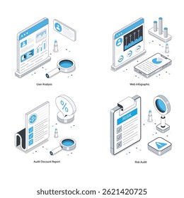 Web Analytics vector Isometric Illustration. Eps 10 File  Set 15