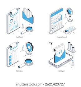 Web Analytics Vektor Isometrische Illustration. EPS 10 Dateigruppe 11