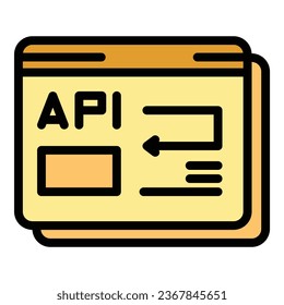 Web api icon outline vector. Computer process. App code color flat