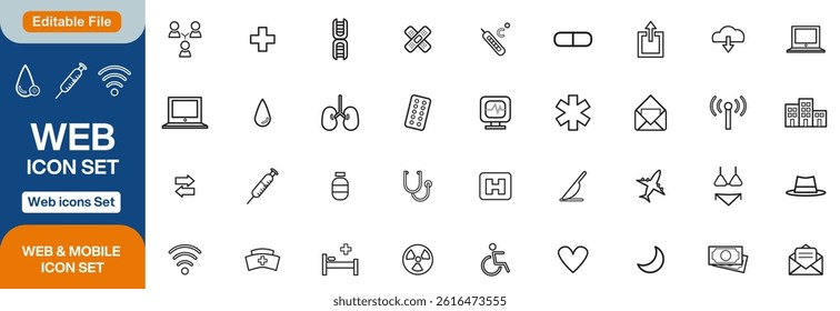Web and App design icon set. ui ux line icon, user interface icon set collection.