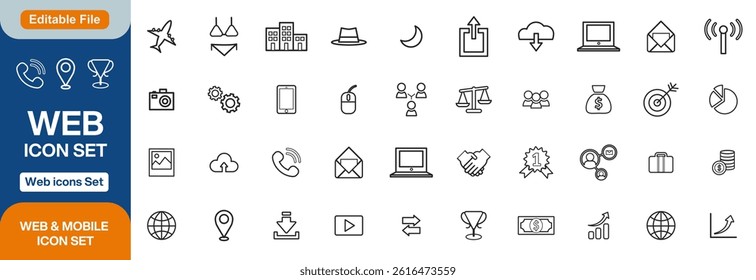Web and App design icon set. ui ux line icon, user interface icon set collection.