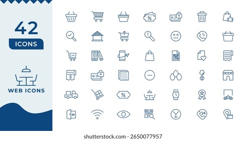 Web and App design icon set. ui ux line icon, user interface icon set collection. Trendy line icons. minimal thin line web icon set.