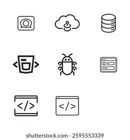 Web and App Development Icons set. Editable vector icon. Perfect for web and app interfaces, presentations, info graphics, etc. 
