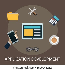 Web And App Development Programming, Coding, Programming Languages, Application Flat Illustration Concept