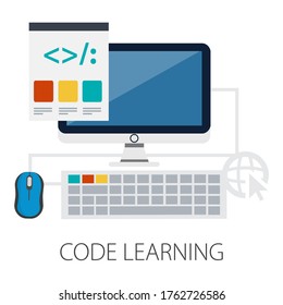 web and app development programming, coding, programming languages, flat illustration concept