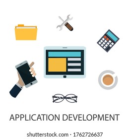 web and app development programming, coding, programming languages, application flat illustration concept