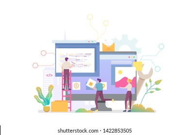 Web App Development Vector Concept Illustration, Suitable for web landing page, ui, mobile app, editorial design, flyer, banner, and other related occasion