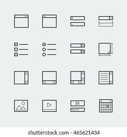 Web Or App Form Elements Icon Set In Thin Line Style