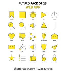Web App Icon Set. Yellow Futuro Latest Design icon Pack