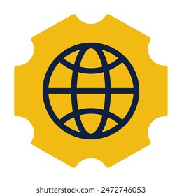 para Web, App, infografía, etcGlobo e iconos de engranajes