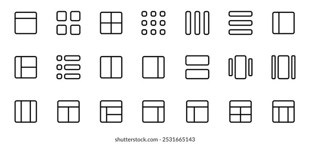 Web App Layout Icon. Material Outline Pixel perfect icon, Editable Stroke. For the use of UI and mobile app, web site interface.