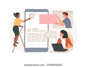 Web application design isolated concept vector illustration. Desktop software development, programmer team, web design service, project management, user interface, page menu bar vector concept.
