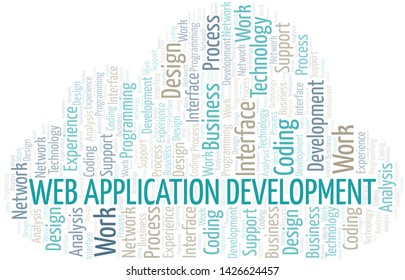 Web Application Development word cloud. Wordcloud made with text only.